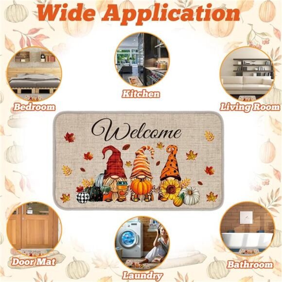 Winter Fall Door Mat‎ Non Slip Farmhouse Welcome Mats 27.6x15.7 Inches - Picture 5 of 7